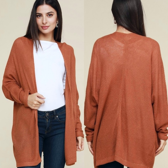 Pumpkin spice loose fit kimono cardigan - Picture 4 of 7